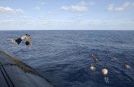 submarine USS Portsmouth (SSN 707) swim