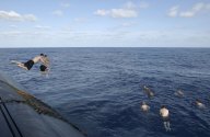 submarine USS Portsmouth (SSN 707) swim